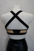TOP LARA BLACK LEATHER ECO- WITH BLACK STRAPS AND MESH NUDE OUTLET -40%
