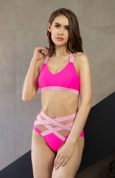 MESH SHORTS NEON PINK WITH BABY PINK STRIPS