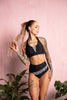 TOP KIM ZWART MET ZEBRA INSERT