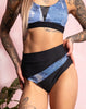 TOP KIM DENIM MET LEREN MAT INSERT