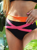 BLACK RAKISH SHORTS WITH PINK-ORANGE STRIPES