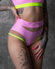 DREAM BABY PINK SHORTS WITH NEON-YELLOW FINISH