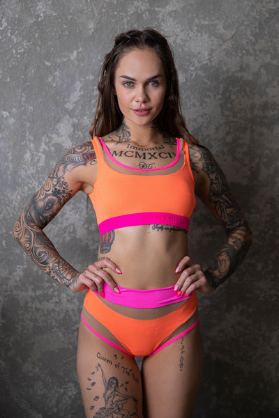 DREAM ORANGE 3D SHORTS WITH NEON-PINK FINISH