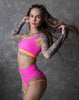 DREAM PINK 3D NEON SHORTS WITH ORANGE TRIM