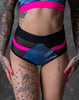 EMPIRE JEANS SHORTS WITH NEON-PINK FINISH