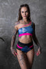 EMPIRE JEANS SHORTS WITH NEON-PINK FINISH