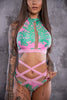 GLOW MESH VERSACE ROZE-GROEN