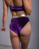 JASMINE SHORTS DONKER PAARS FLUWEEL MET GOUD AFWERKING