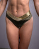 JASMINE KHAKI SHORTS, OLIVE GREEN VELOR WITH GOLD TRIM