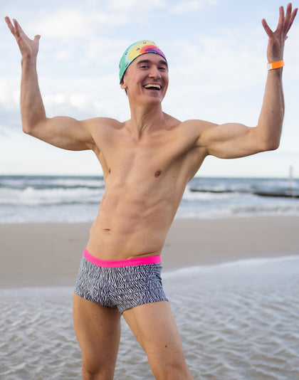 MEN zebra boxer shorts with a pink trim