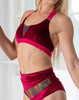 WAVE SHORTS BOURGONDISCH VELOURS MET EEN MULTICEKIN INSERT