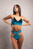 TOP LARA EMERALD VELURINE WITH STRAPS NUDE