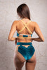TOP LARA EMERALD VELURINE WITH STRAPS NUDE