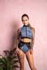 TOP STRAP DENIM WITH BLACK BELT