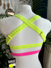 TOP KIM BLACK ECONYL ORAND 3D AND PINK/YELLOW RUBBER OUTLET -40%