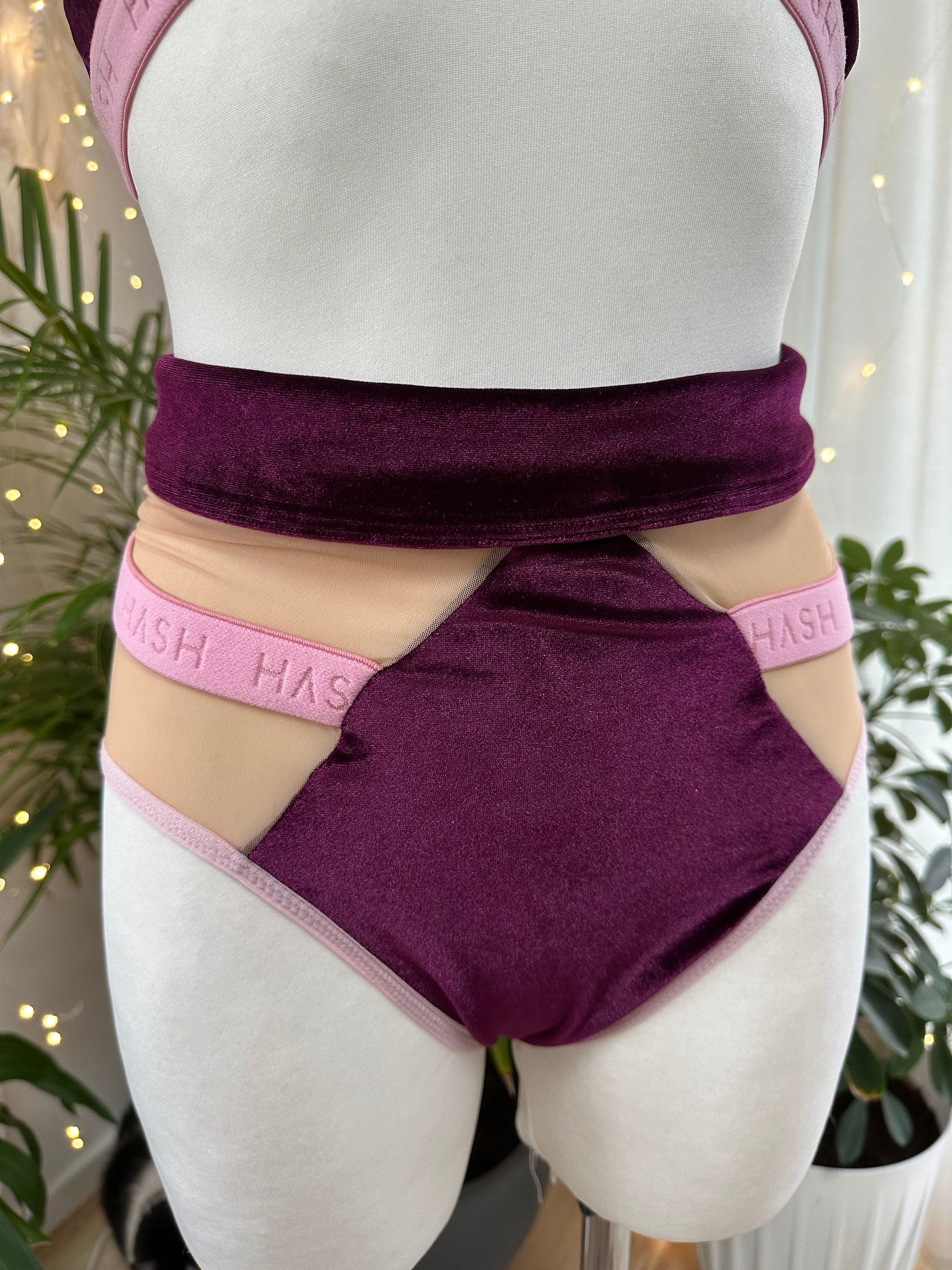 EMPIRE BURGUNDY VELVET AND NUDE MESH PINK RUBBER OUTLET -30%