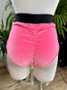 SHORTS RAKISH PINK VELVET YELLOW RUBBER AND BLACK FINISH OUTLET -25%