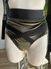 SHORT RAKISH OLIVE VELVET BLACK RUBBERS AND BLACK FINISH OUTLET -30%