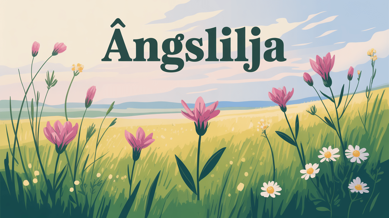 Illustration prairie avec ängslilja vivaces et graminées