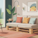 canapé palette dossier incliné illustration décorative