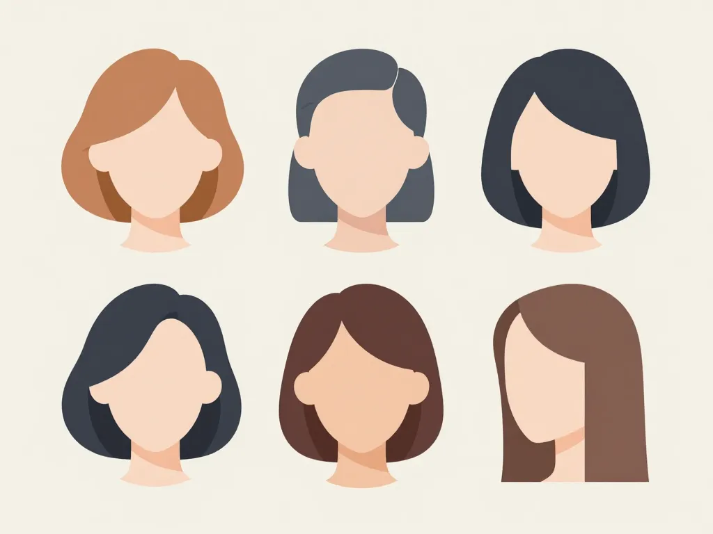 Schéma coupes mi courtes femme et formes de visage