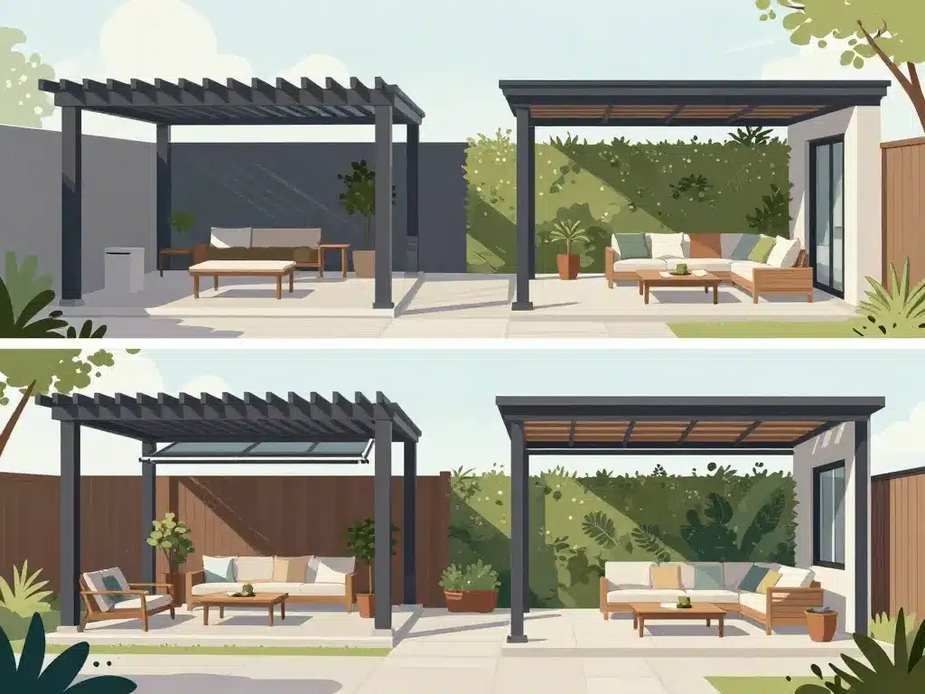 comparatif toiture pergola bioclimatique lames parallèles rétractables