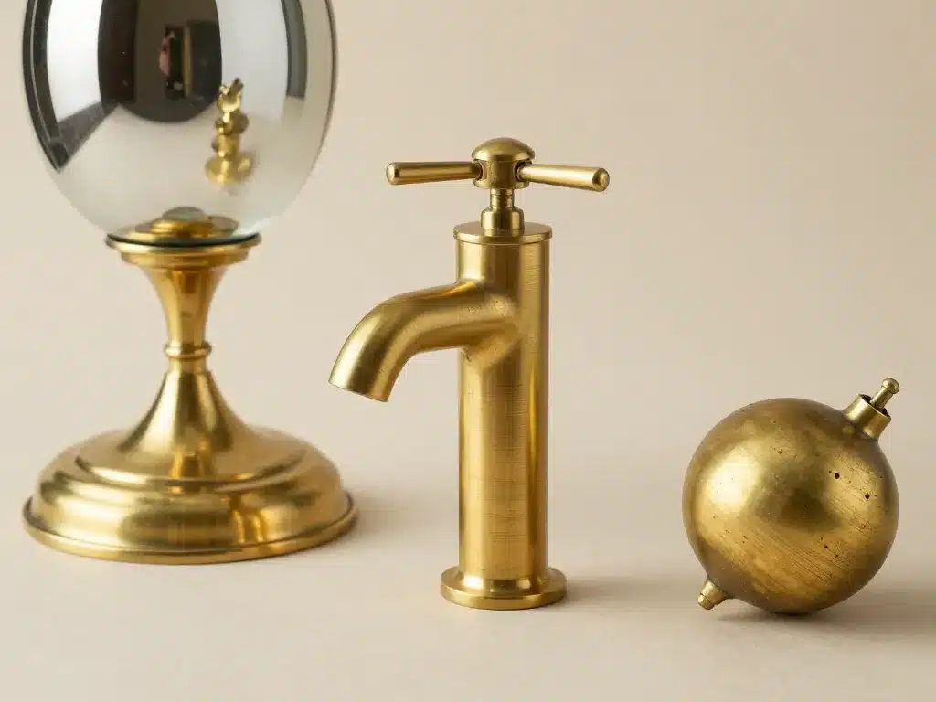 Objets montrant variation couleur du laiton selon usage