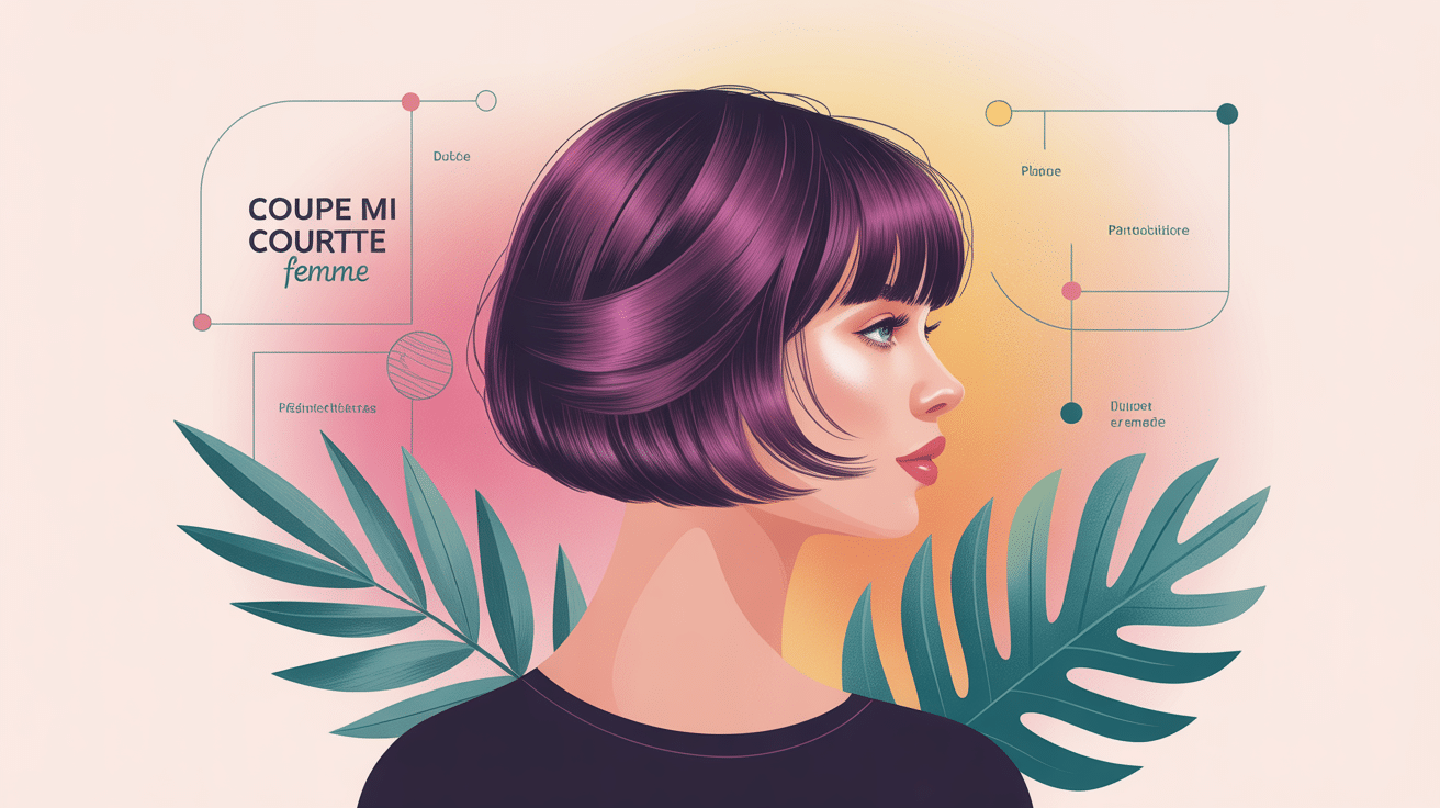 Illustration femme coupe mi courte tendance