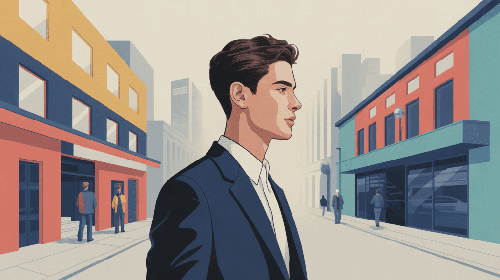 Illustration coupe mulet homme 2023 stylisée mode