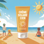 creme solaire cien avis tube plage illustration