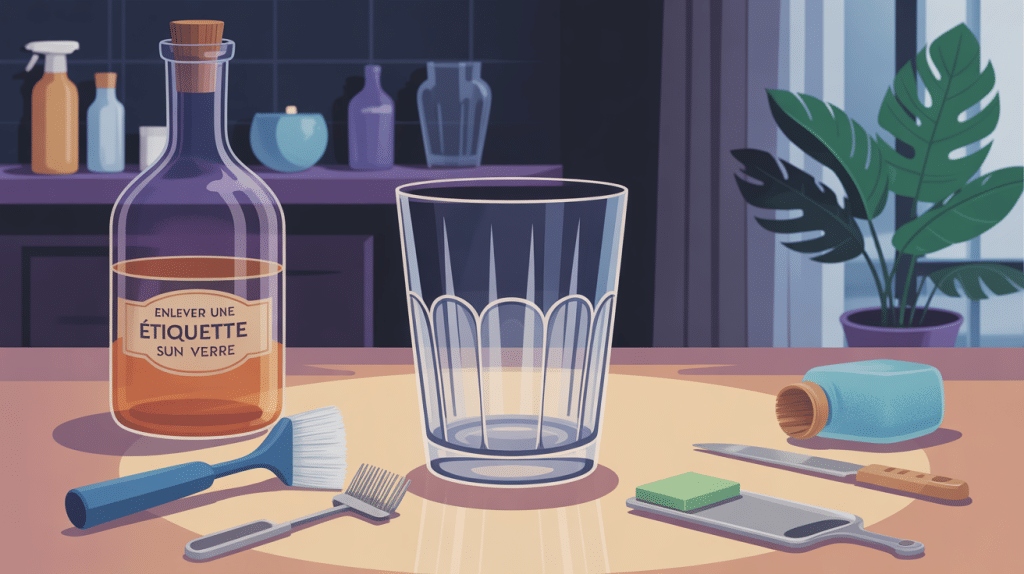 illustration enlever etiquette verre propre
