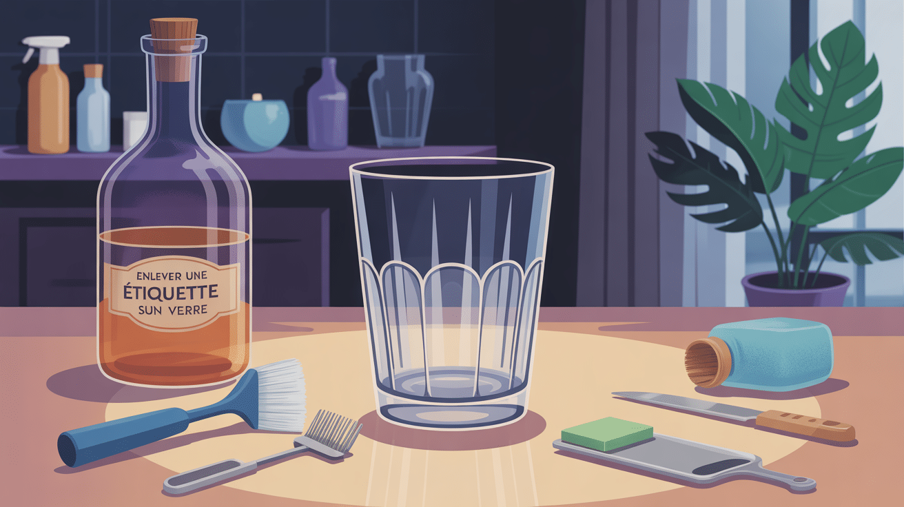 illustration enlever etiquette verre propre