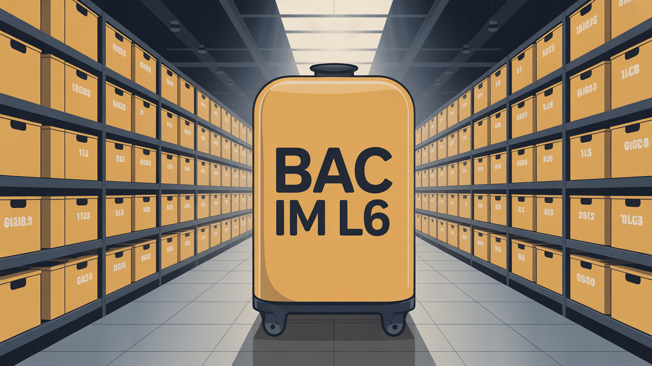 bac im l6 sur rayonnages en salle de stockage