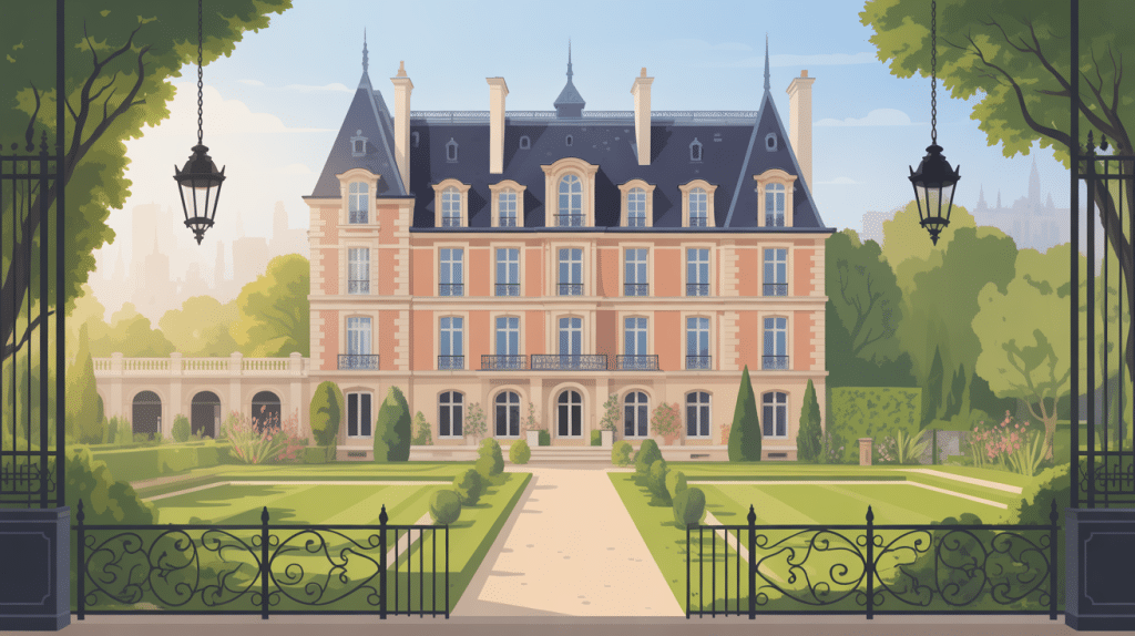 illustration manoir parisien patrimoine façades et jardins