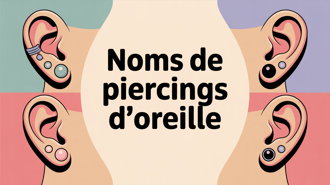 Piercing oreille nom, illustration vectorielle des différents styles