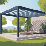 illustration toiture pergola bioclimatique jardin moderne