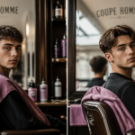 Coupe homme tendance dans salon de barbier chic