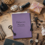 debarras maison objets sur table vue flat-lay