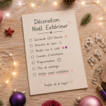 decoration noel exterieur table bois guirlande LED