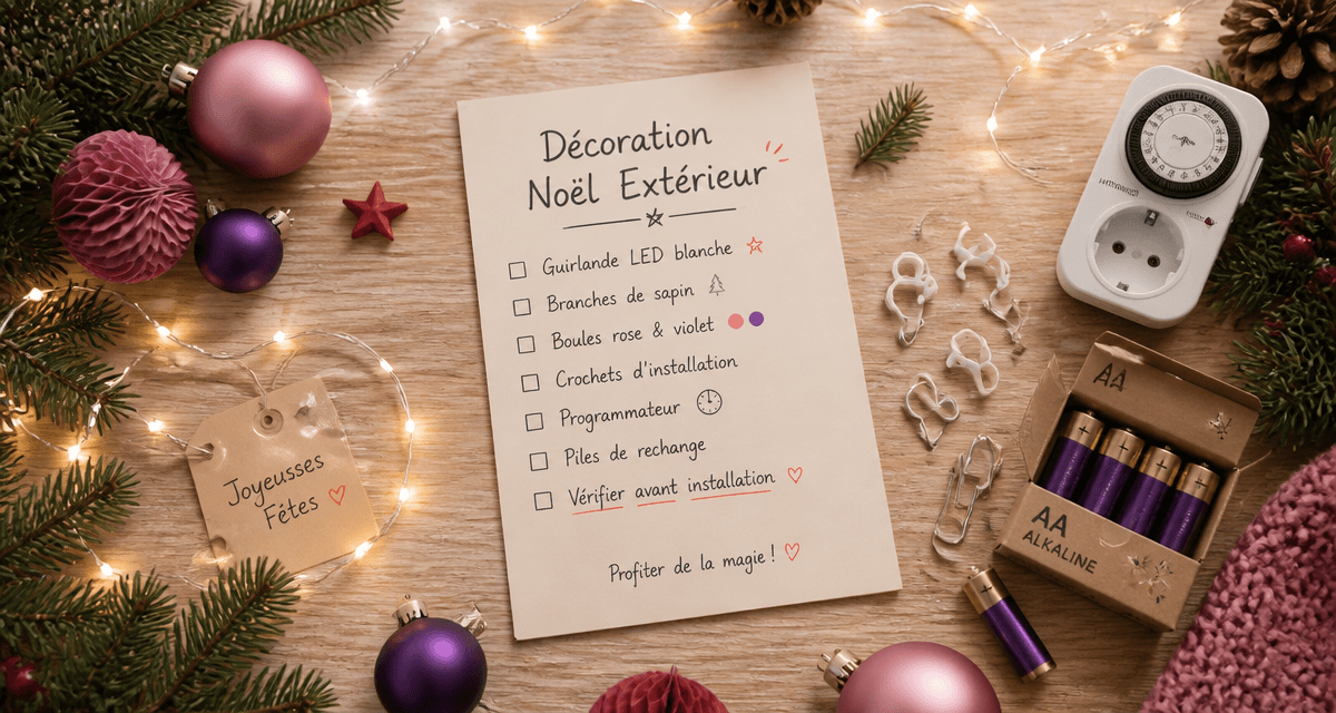 decoration noel exterieur table bois guirlande LED