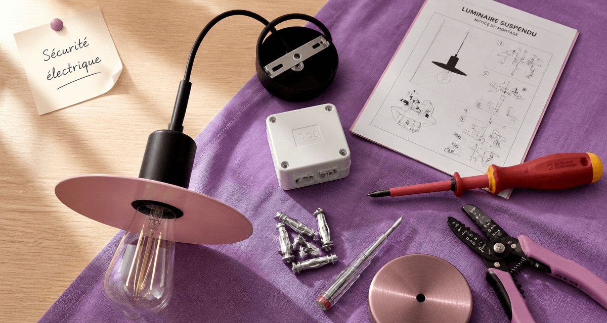 Installer luminaire plafond outils et sécurité