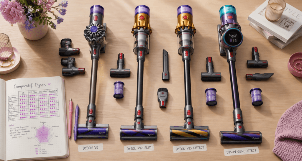 meilleur aspirateur balai dyson V8 V12 V15 Gen5detect accessoires