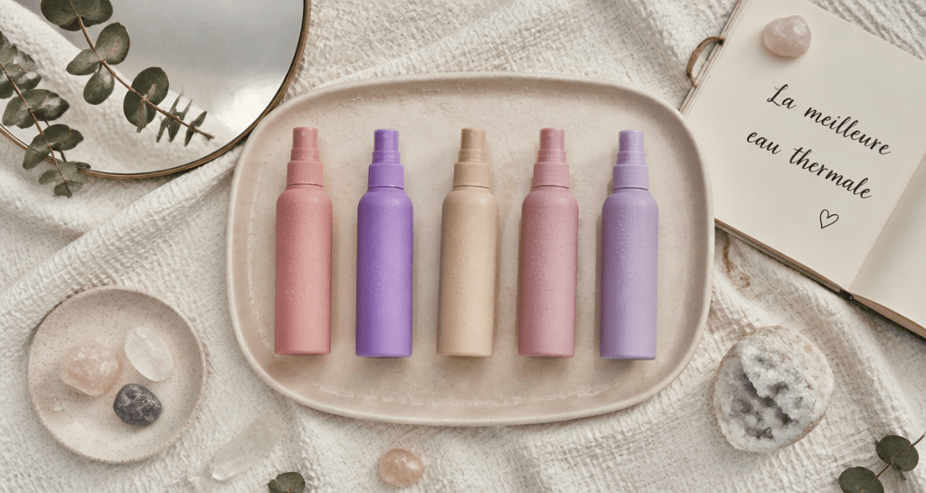 meilleure eau thermale visage flacons sur serviette