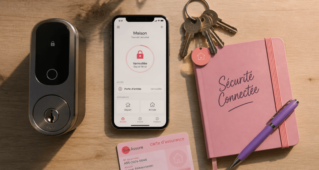 Meilleure serrure connectée sur table avec smartphone et clés