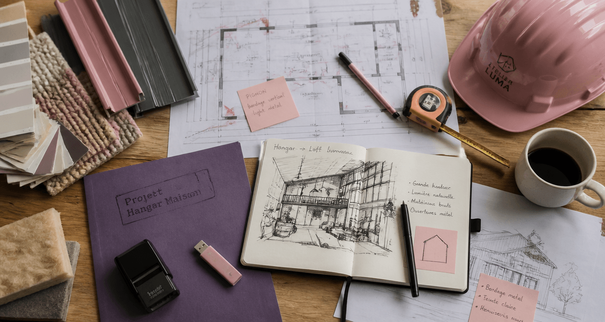 plan de travail hangar aménagé en maison