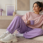 tenue chill femme loungewear canapé sneakers
