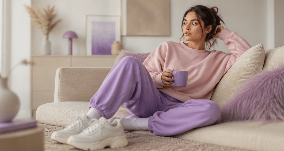 tenue chill femme loungewear canapé sneakers