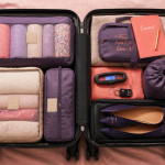valise grand format ouverte et organisée