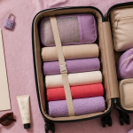 valise moyenne ouverte avec checklist et accessoires
