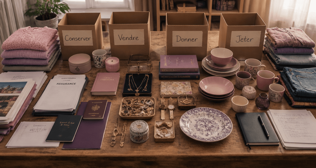 Vider maison, tri objets, boîtes conserver vendre donner jeter